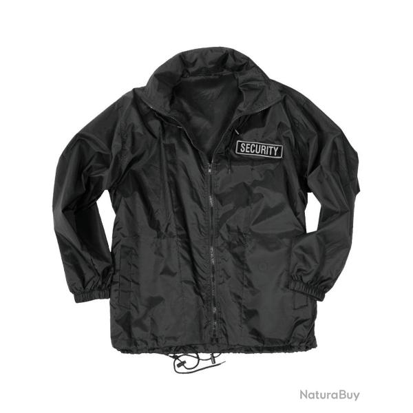 Veste coupe-vent Mil-Tec Security en nylon avec capuche - Noir / M