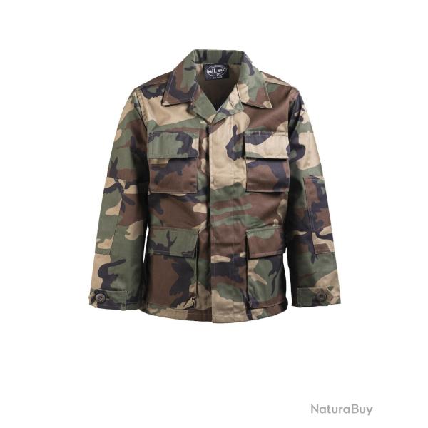 Veste de combat enfant type US BDU Mil-Tec en polycoton - Woodland / S