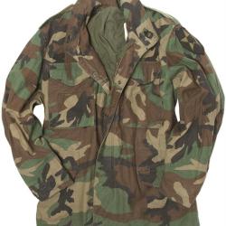 Veste de combat M65 type am&eacute;ricain en coton-nylon d'occasion, lot de 5 - Woodland