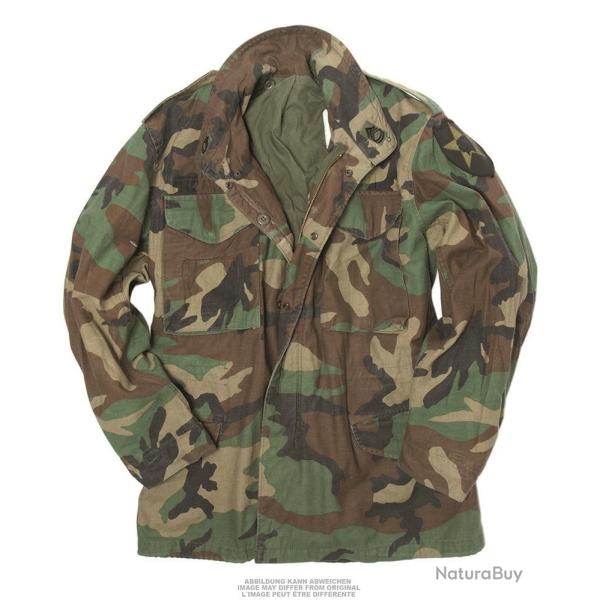 Veste de combat M65 type am�ricain en coton-nylon d'occasion, lot de 5 - Woodland