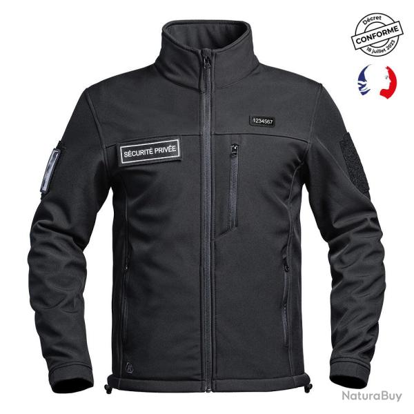 Veste softshell A10 Equipment S�CU-ONE flap S�curit� Priv�e - Noir / 3XL