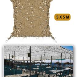 Voile d'ombrage Mil-Tec Broadleaf 5 x 5 m en polyester ripstop - Desert Camo