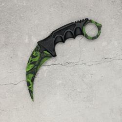 Couteau Karambit Green Skulls CS:GO/CS2 IRL - Lame aff&ucirc;t&eacute;e en acier inox - R&eacute;plique &agrave; l'&eacute;chelle 1:1