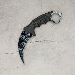 Couteau Karambit Dark Skulls CS:GO/CS2 IRL - Lame aff&ucirc;t&eacute;e en acier inox - R&eacute;plique &agrave; l'&eacute;chelle 1:1