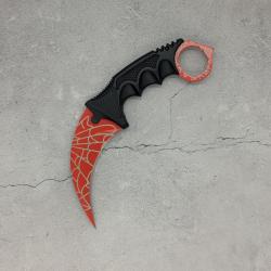 Couteau Karambit Scarlet Crimson Web CS:GO/CS2 IRL - Lame aff&ucirc;t&eacute;e en acier inox - R&eacute;plique