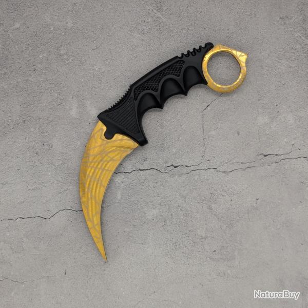 Couteau Karambit Golden Crimson Web CS:GO/CS2 IRL - Lame aff�t�e en acier inox - R�plique