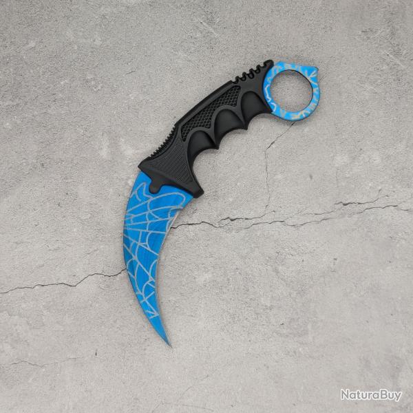 Couteau Karambit Blue Crimson Web CS:GO/CS2 IRL - Lame aff�t�e en acier inox - R�plique