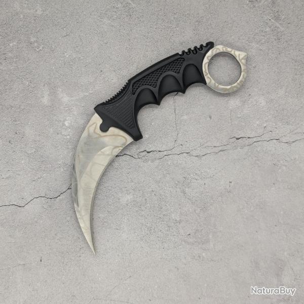 Couteau Karambit Silver Crimson Web CS:GO/CS2 IRL - Lame aff�t�e en acier inox - R�plique