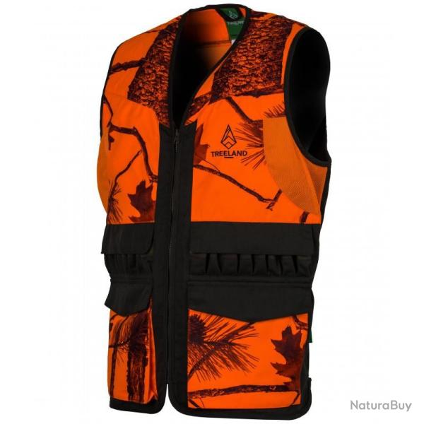 GILET DE CHASSE CAMO ORANGE/VERT TREELAND 5XL