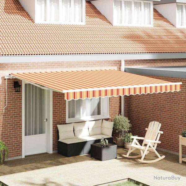 Auvent r�tractable jaune et orange pour la terrasse, 400 � 300 cm