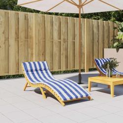 Coussin de chaise longue &agrave; rayures bleues/blanches, pour la terrasse, 180 &times; 60 &times; 4 cm