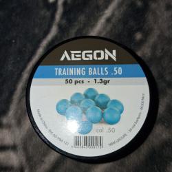 Balles entrainement bleues cal.50 - Aegon - boite de 50.