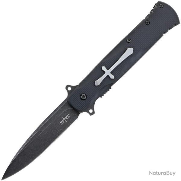 Couteau pliant S-TEC TS017 lame spear point 95 mm manche G10 - Noir