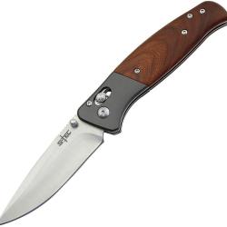 Couteau pliant S-TEC TS042 acier 3Cr13 lame 89 mm manche bois - Marron