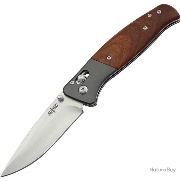 Couteau pliant S-TEC TS042 acier 3Cr13 lame 89 mm manche bois - Marron