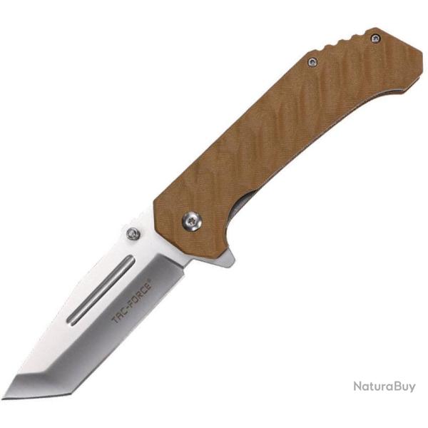 Couteau pliant Tac Force TF-2012 acier 3Cr13 lame tanto 92 mm - Marron