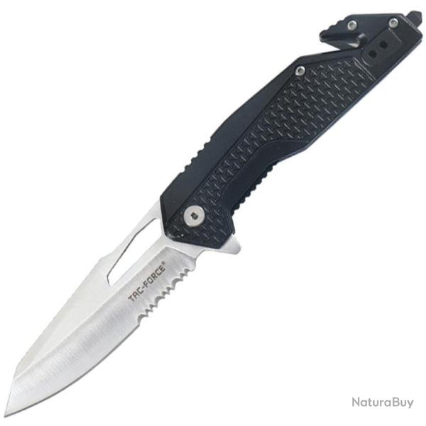 Couteau pliant Tac Force TF-2015 Rescue acier 3Cr13 lame 83 mm - Noir