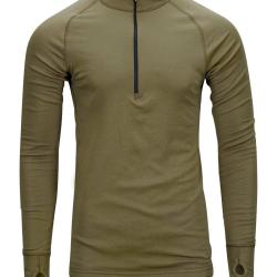 Maillot de corps col &agrave; glissi&egrave;re 3/4 Brynje Arctic laine - Vert olive / M
