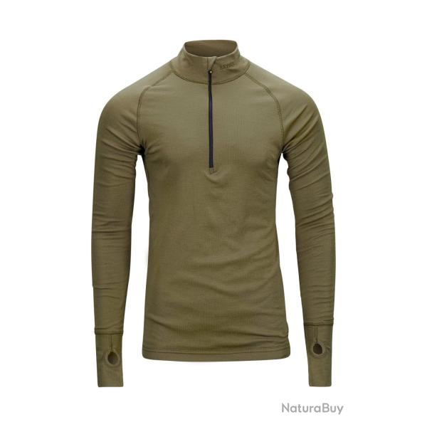 Maillot de corps col � glissi�re 3/4 Brynje Arctic laine - Vert olive / M