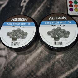 100 balles durcie nylon - Aegon - cal.50