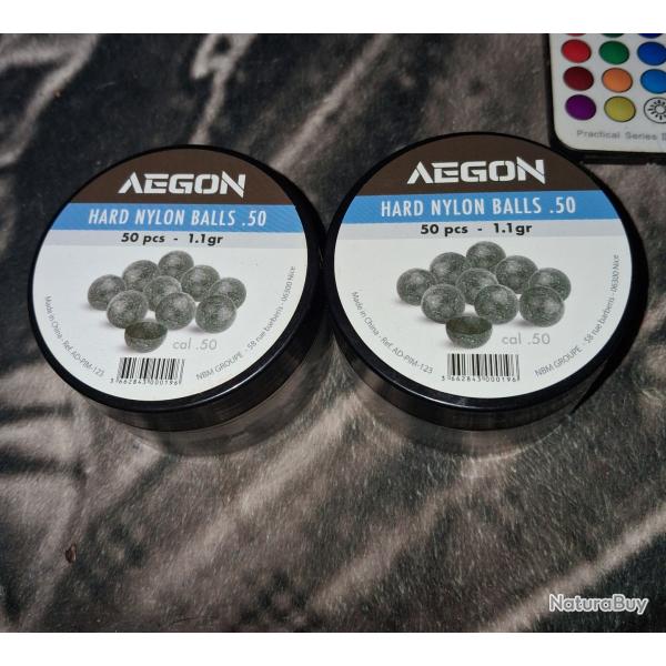 100 balles durcie nylon - Aegon - cal.50