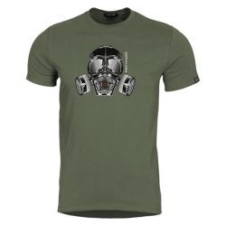 T-shirt Pentagon Ageron Gas Mask 190 g/m&sup2; coton fil&eacute; - Vert olive / S