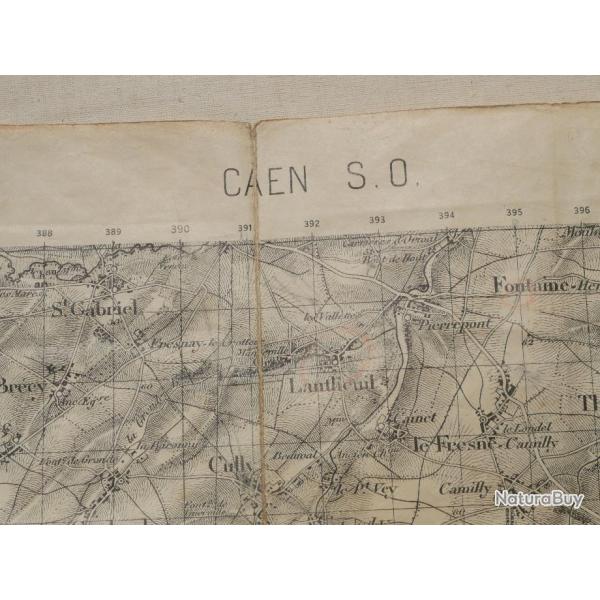 carte CAEN �tat-major mod�le 1889 troupe d'occupation Normandie 1944