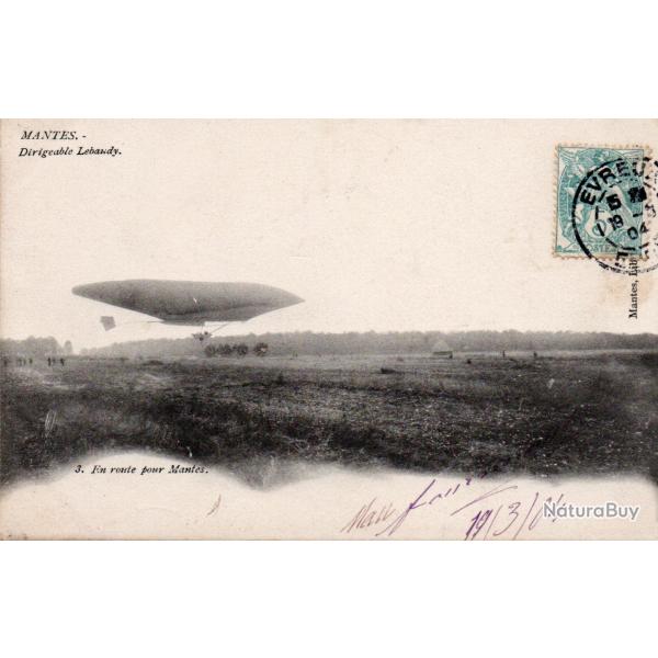 Carte postale ancienne Mantes Dirigeable Lebaudy 1904 -N�8834