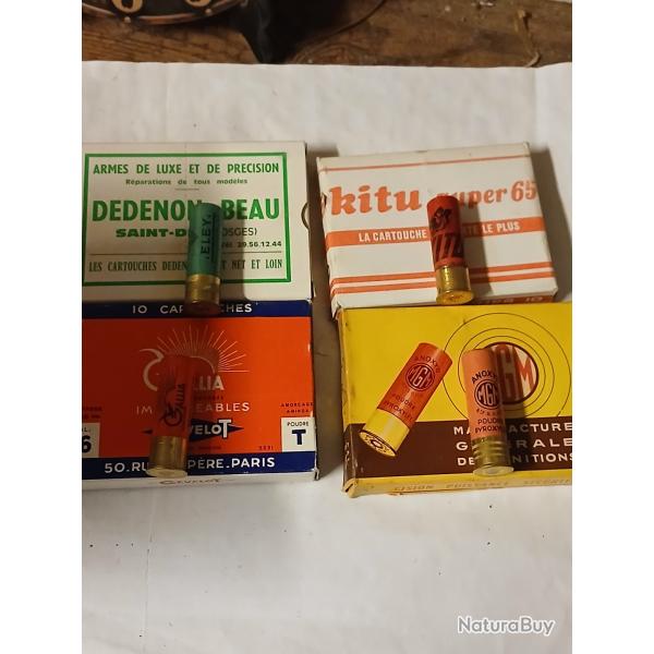 Lot de 4 bo�tes  de cartouches anciennes  douilles  cartons  cal 16