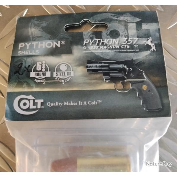 Lot 12 douilles "PYTHON SHELLS" pour R�plique Colt Python 357 magnum calibre 4.5 mm (licence Umarex)