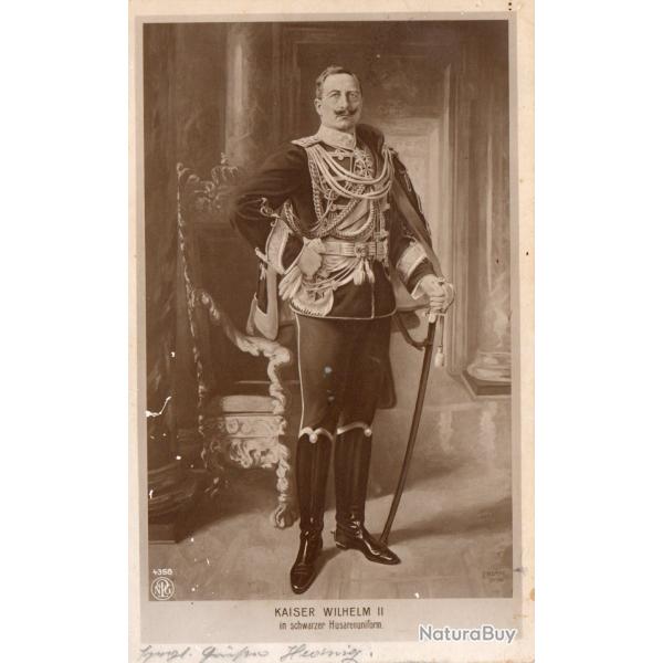 Carte postale vintage Kaiser Wilhelm II en uniforme de hussard. - N�8847
