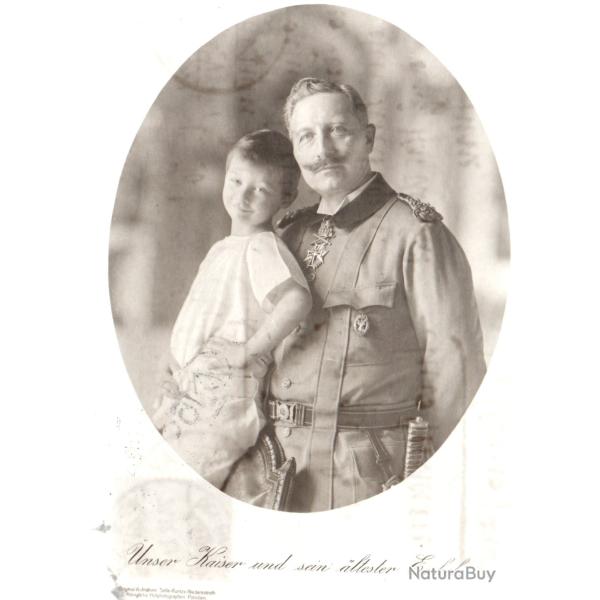 Carte postale historique Kaiser Wilhelm II avec petit-fils - N�8850
