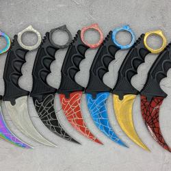 Lot de 7 Couteaux Karambit Crimson Web CS:GO/CS2 IRL - Lame aff&ucirc;t&eacute;e en acier inox - R&eacute;plique 1/1
