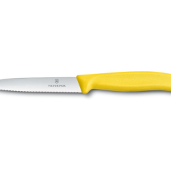 Victorinox Swiss Classic 6.7738.C1 - Couteau d'Office Dent&eacute; 10 cm - manche Jaune