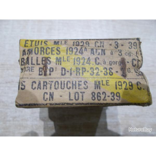 Boite de 15 Cartouches Cal.7,5x54MAS Mle 1929 C � balle ordinaire Mle 1924 C "NON OUVERTE" 2