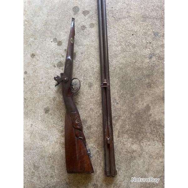 Fusil de chasse � broche XIXe - Saint-�tienne Calibre 20 - Superbe crosse sculpt�e (D�co / Restaurat