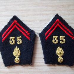 pattes col 35e r&eacute;giment d'infanterie collection militaire