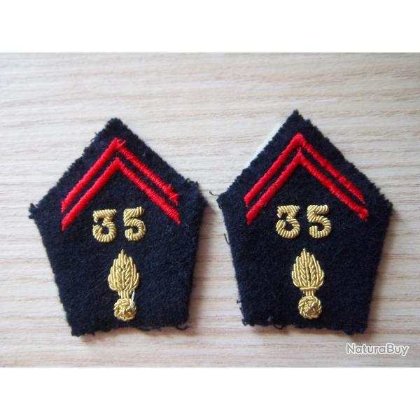 pattes col 35e r�giment d'infanterie collection militaire