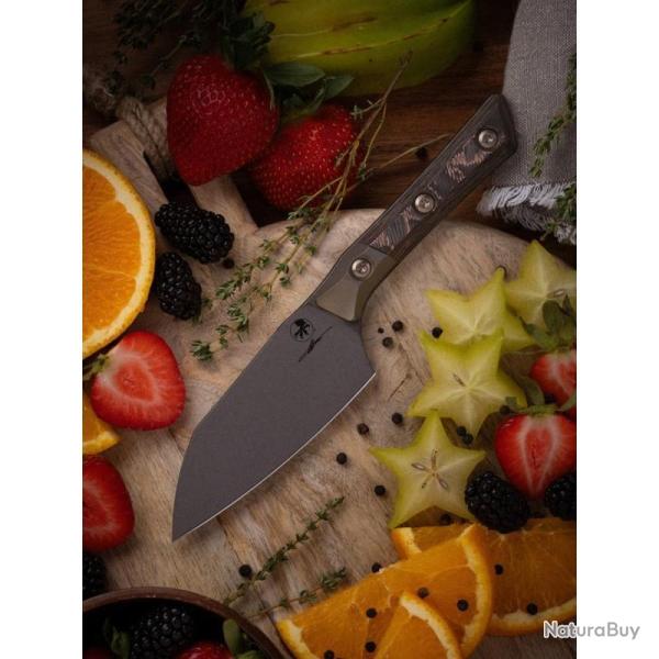 Couteau Microtech Santoku Lame Acier M390MK Manche Carbone �tui Feutre Made In USA MCT3300B1DLCLWC