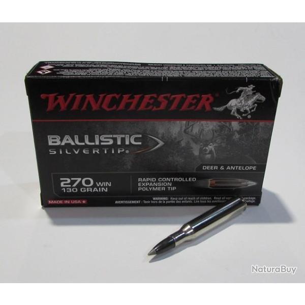 boite 20 cartouches 270 Winchester Ballistic Silvertip 130 grains