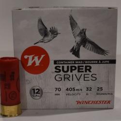 boite de 25 cartouches Winchester super grives , cal 12/70  bourre jupe , 32 grammes, Numero 7,5