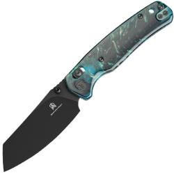 Couteau Bestechman Cicada's Wing Lame Acier 10Cr15CoMoV Manche R&eacute;sine Noire et Bleue B-Lock BTKMK06R