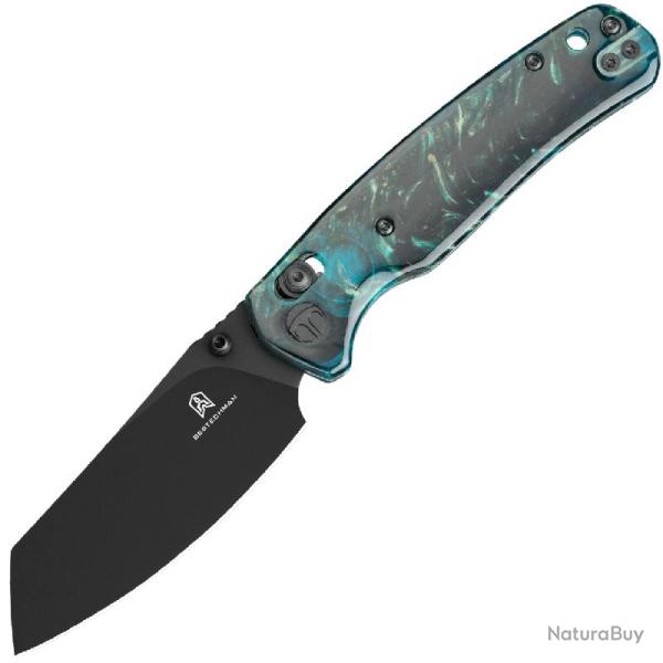 Couteau Bestechman Cicada's Wing Lame Acier 10Cr15CoMoV Manche R�sine Noire et Bleue B-Lock BTKMK06R