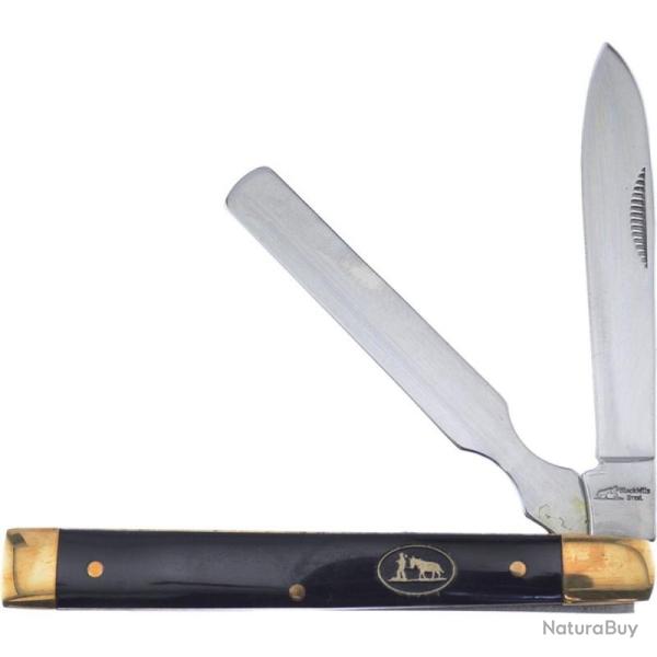 Couteau Frost Cutlery Doctor Lame Acier Inox Manche Corne de Buffle Noir Slip Joint FBKH120CBH