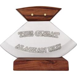 Couteau Fixe Rough Rider The Great Alaskan Ulu Lame Acier Inox Manche Bois Marron Support RR851