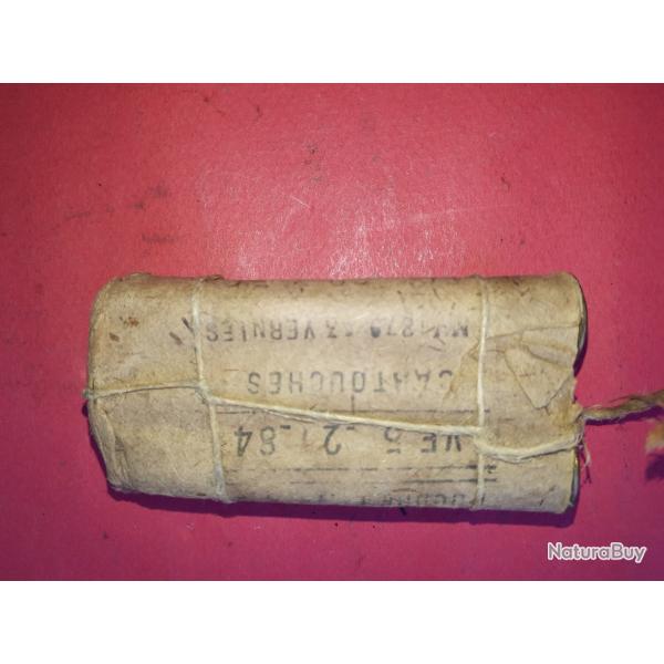 Paquet en papier de 6 Cartouches calibre 11MM Gras Militaire Tir  - Ann�e 1884 - Marquage VE_5 27_84