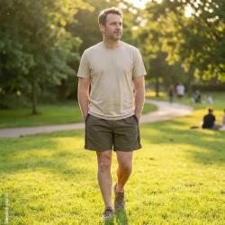 Short Bartavel Flottant kaki et noir en coton &agrave; taille &eacute;lastique L
