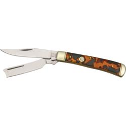 Couteau Pliant Rough Rider Razor Trapper Lame Acier Inoxydable Manche Imitation &Eacute;caille Slip Joint