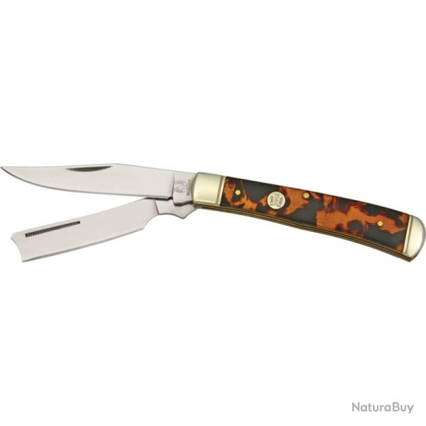 Couteau Pliant Rough Rider Razor Trapper Lame Acier Inoxydable Manche Imitation �caille Slip Joint
