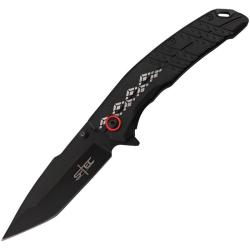 Couteau Pliant S-TEC T271286 Lame Inox Manche Aluminium Noir et Rouge Linerlock A/O STT271286BK